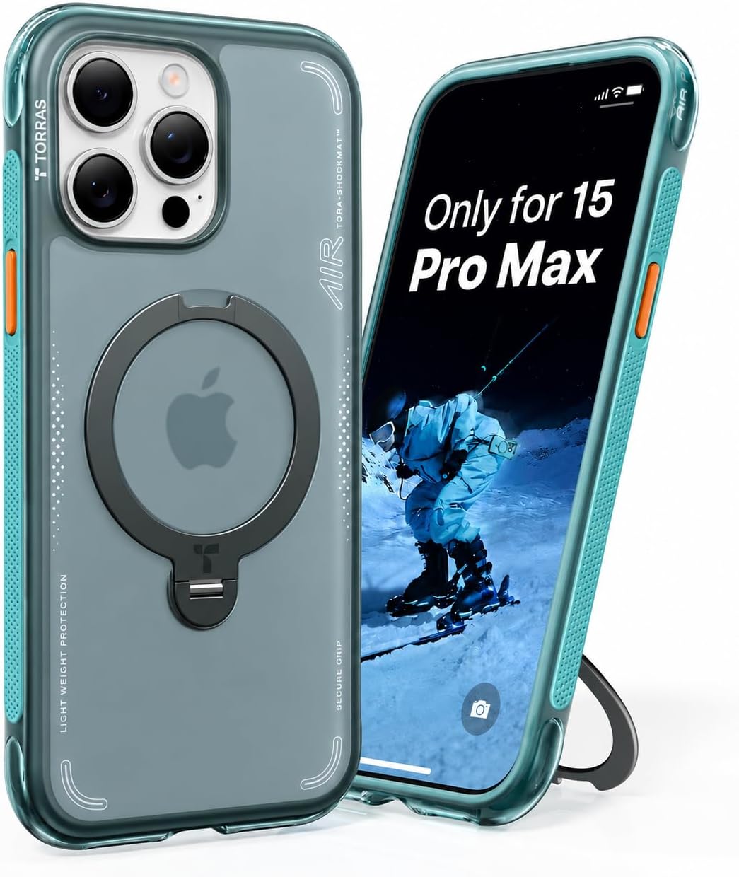 TORRAS Ostand Q3 Air for iPhone 15 Pro Max Case with Stand, Shockproof