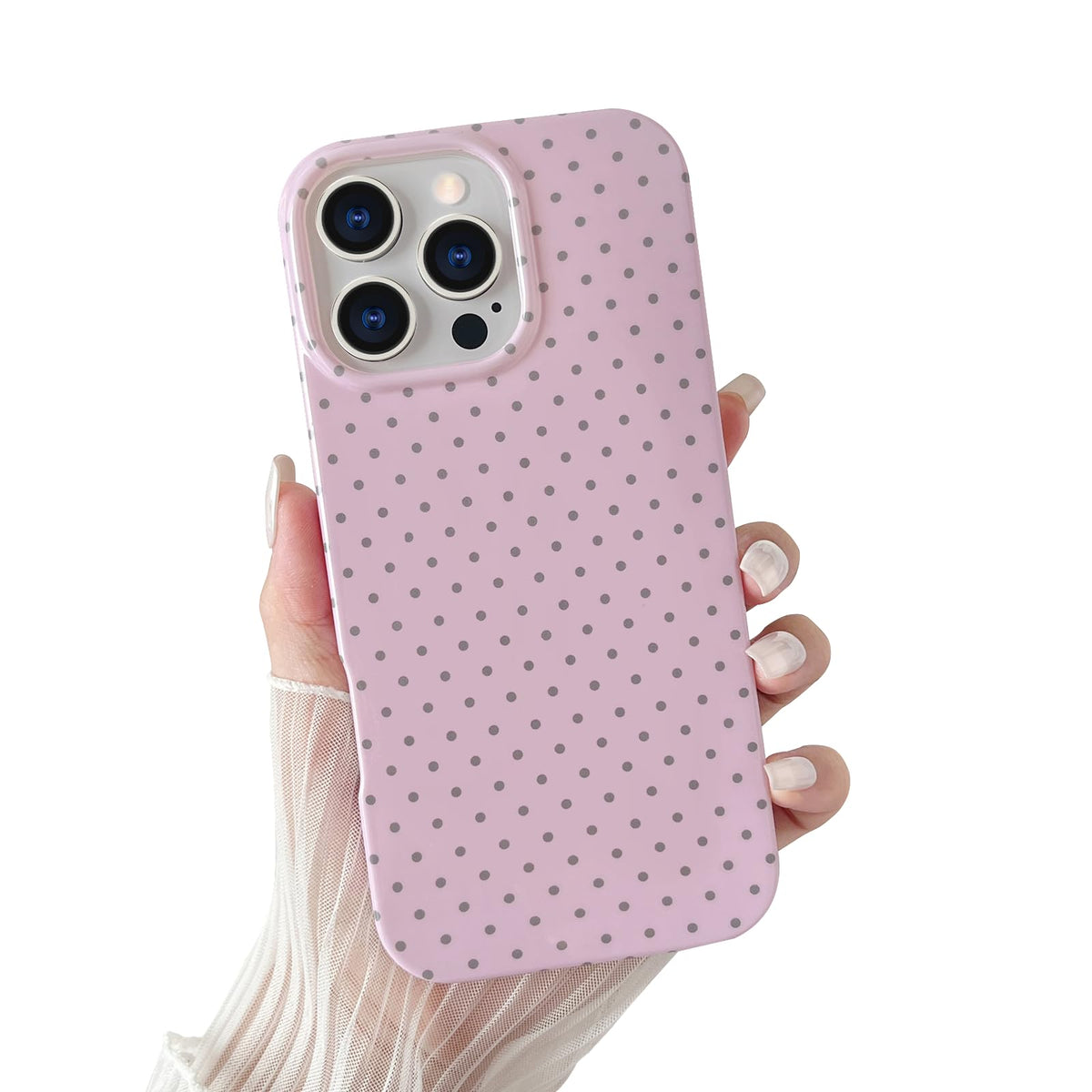 Yeddabox for iPhone 14 Plus Case Cute Polka Dot Phone Case Soft TPU Slim Shockproof Phone Cover for Women Girls, White