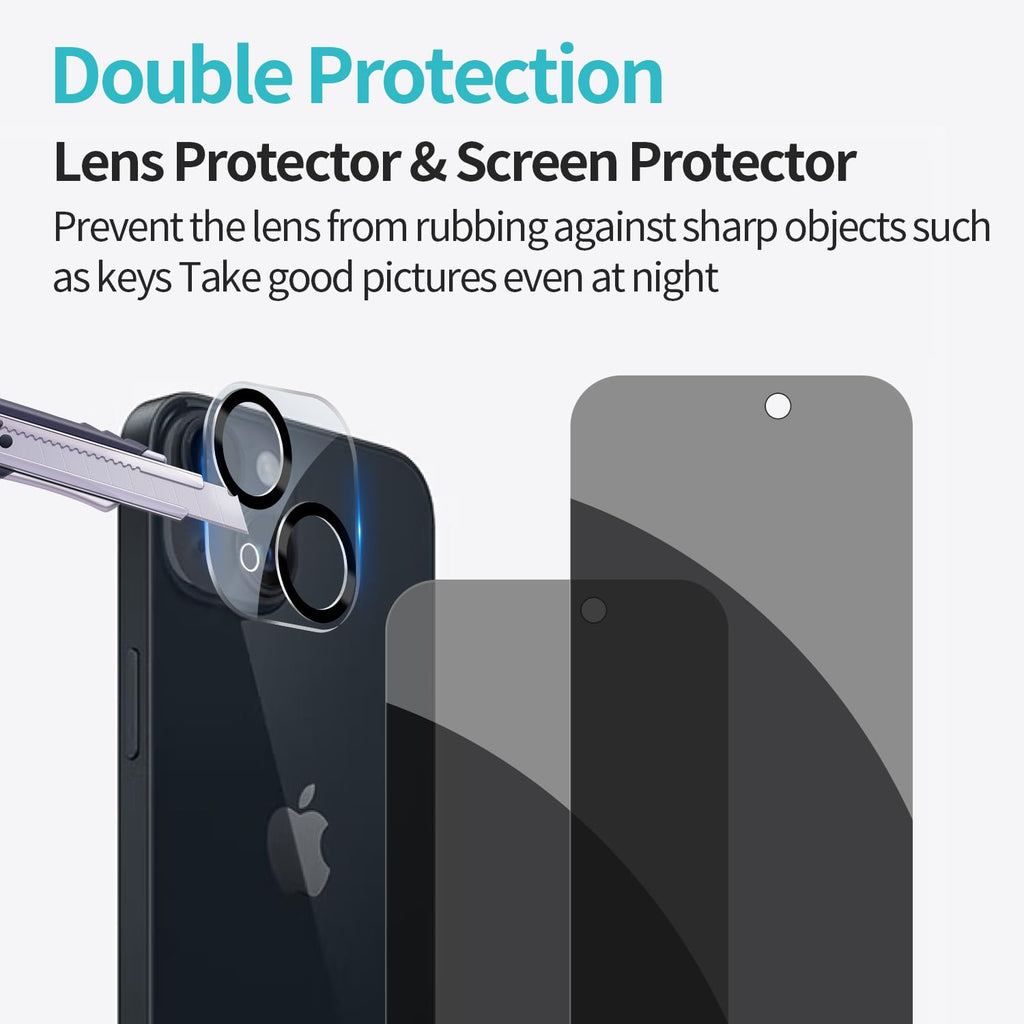 PEHAEL for iPhone 18 Pro Privacy Screen Protector+Camera Lens Protector