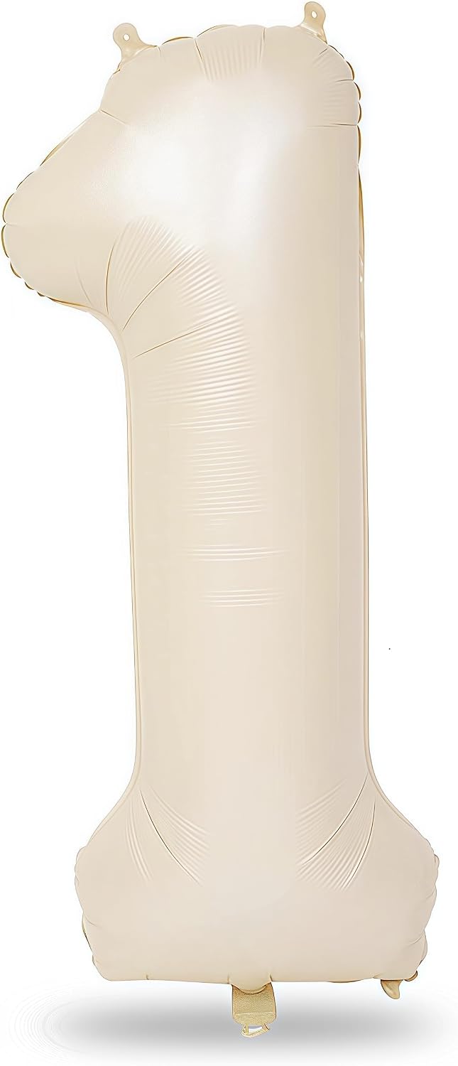 40 Inch Beige Number 1 Balloon for Fun to be One 1st Birthday Decorations