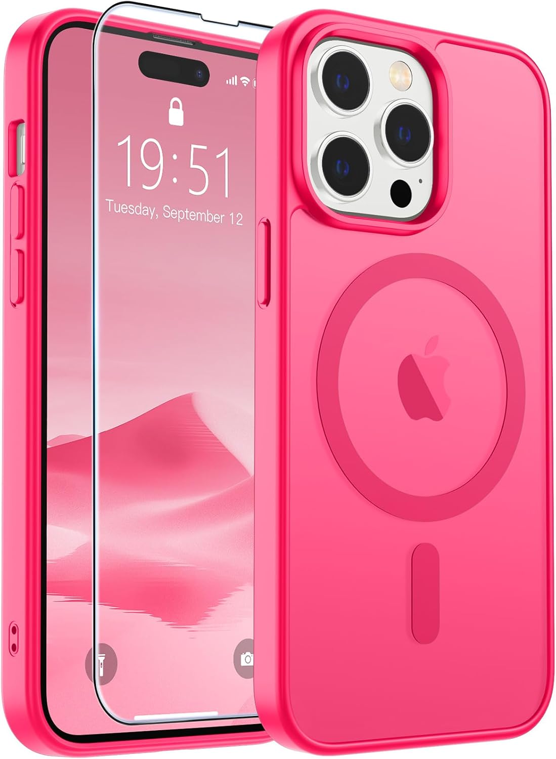 SUPFINE Magnetic for iPhone 14 Pro Case Hot Pink