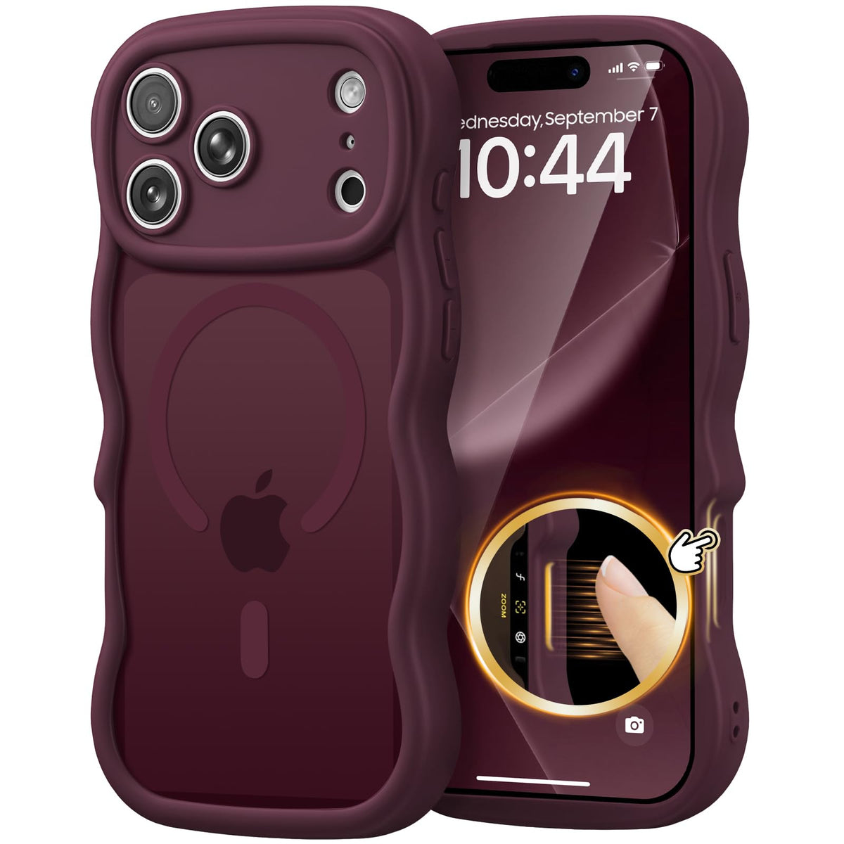 for iPhone 17 Pro/18 Pro Case for Magsafe Wavy, Burgundy Wine