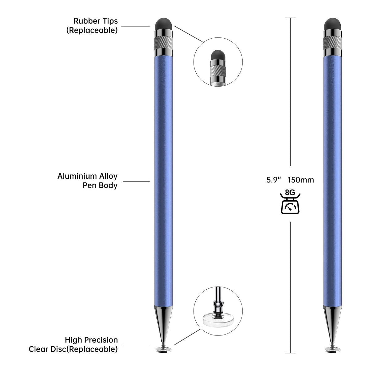 Bopomofo Stylus(5 Pcs),2-in-1 Stylus Pen for Touchscreen,Capacitive Stylus