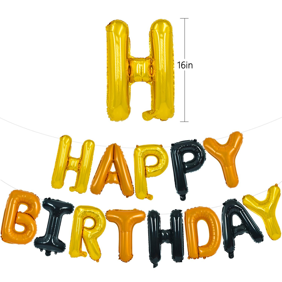 TONIFUL 16 Inch Yellow White Gingham Happy Birthday Foil Balloon