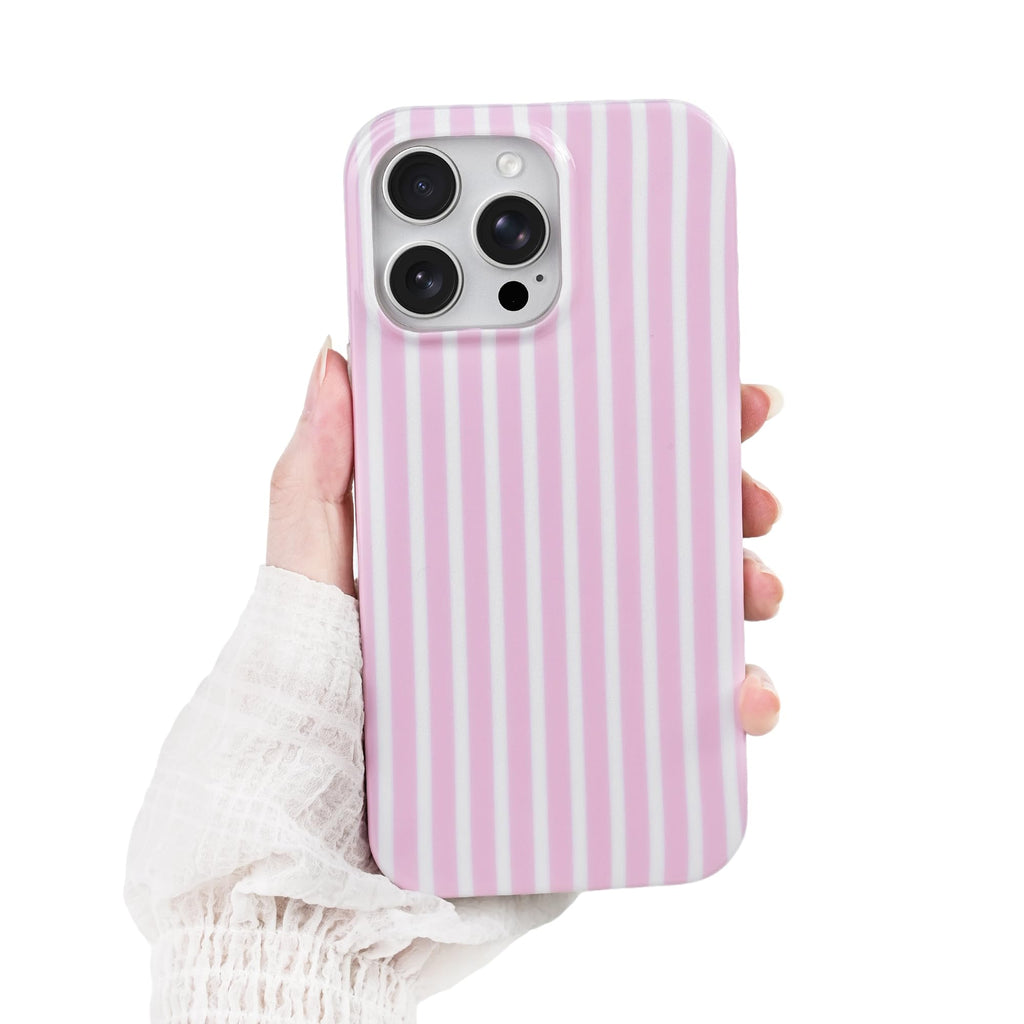 Cute Striped Case for iPhone 12 Pro Max 6.7",Pink/Yellow