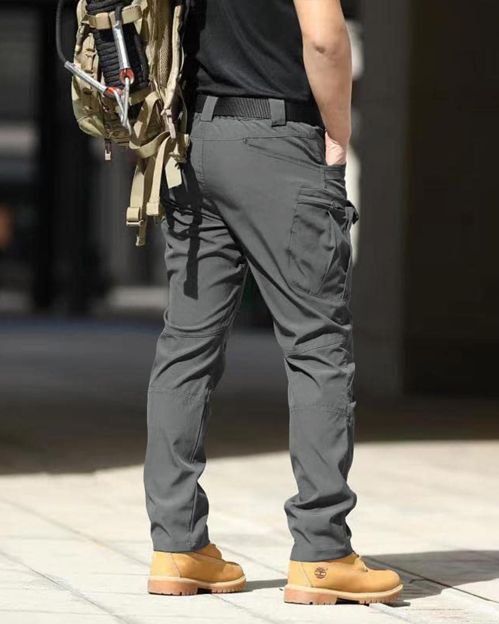 Men's Tactical Pants Stretch Waterproof Fabric Durable Cargo Pants for Hiking Casual Work Multi Pockets (No Belt)