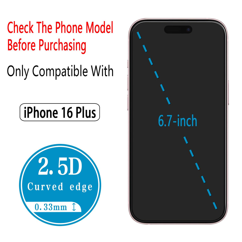 2 Pack Screen Protector for iPhone 16 Pro Max Tempered Glass