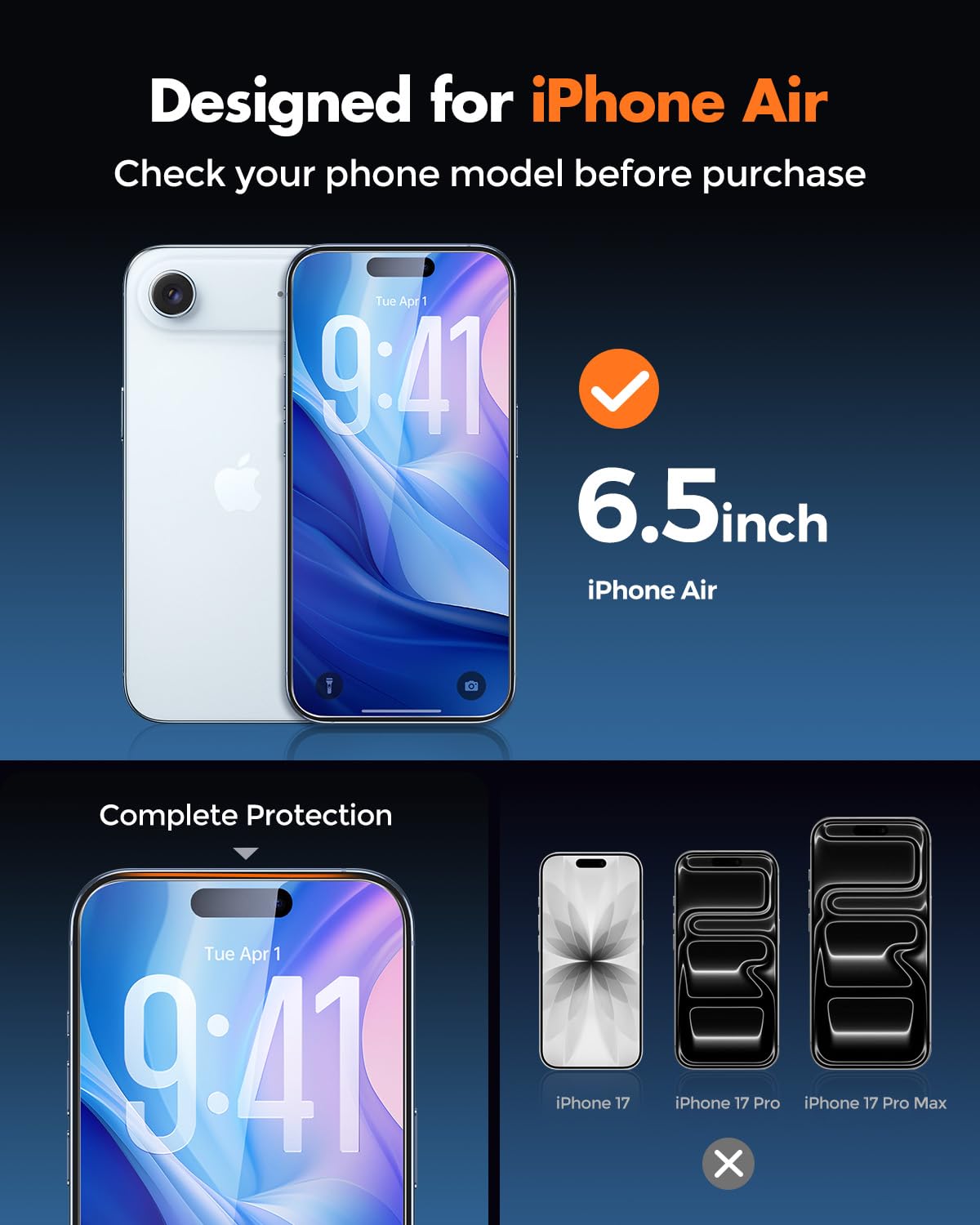 UNBREAKcable 2-Pack Screen Protector for iPhone 17 Pro Tempered Glass