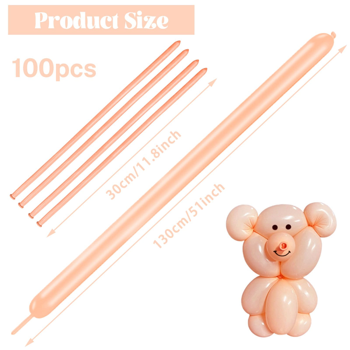 ASIYUHY 260 Balloons Clear Long Balloons 100 Pack Twisting Animal Balloon