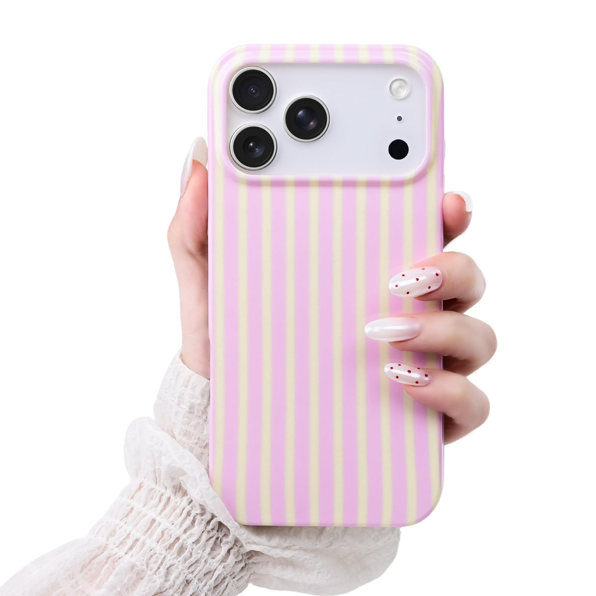 Cute Striped Case for iPhone 12 Pro Max 6.7",Pink/Yellow