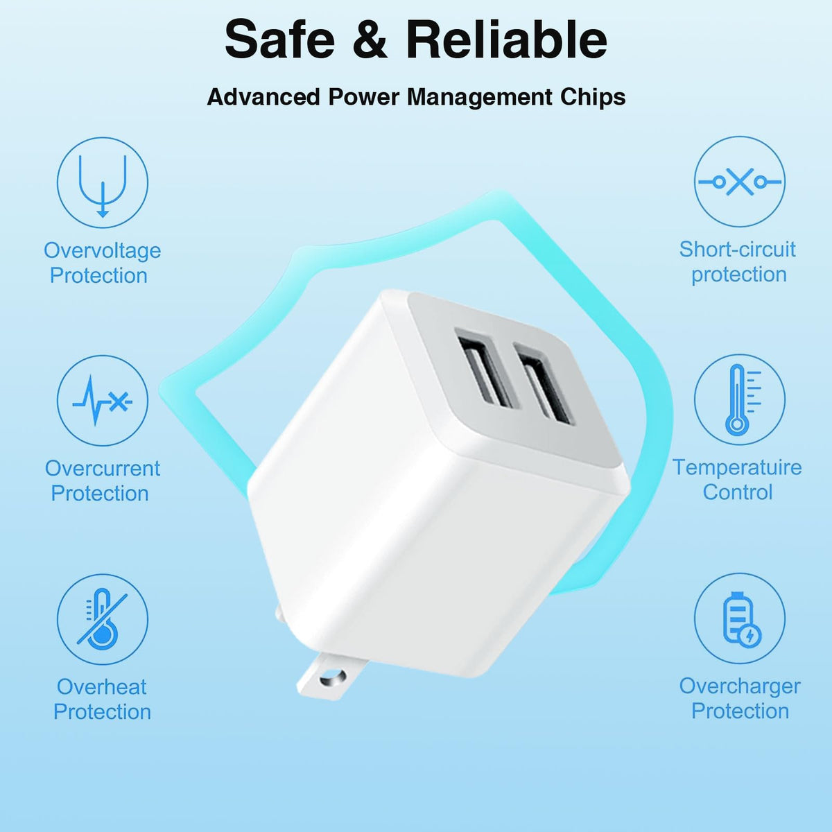USB Wall Charger,DualPort Cube Power Adapter Charger Plug Block ChargingBox