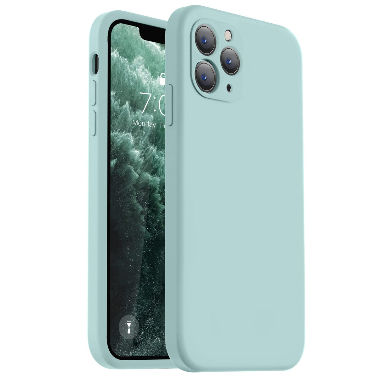 Vooii Compatible with iPhone 11 Case, Upgraded Liquid Silicone with [Flat Edges] [Camera Protection] [Soft Anti-Scratch Microfiber Lining] Phone Case for iPhone 11 6.1 inch - Sea Blue