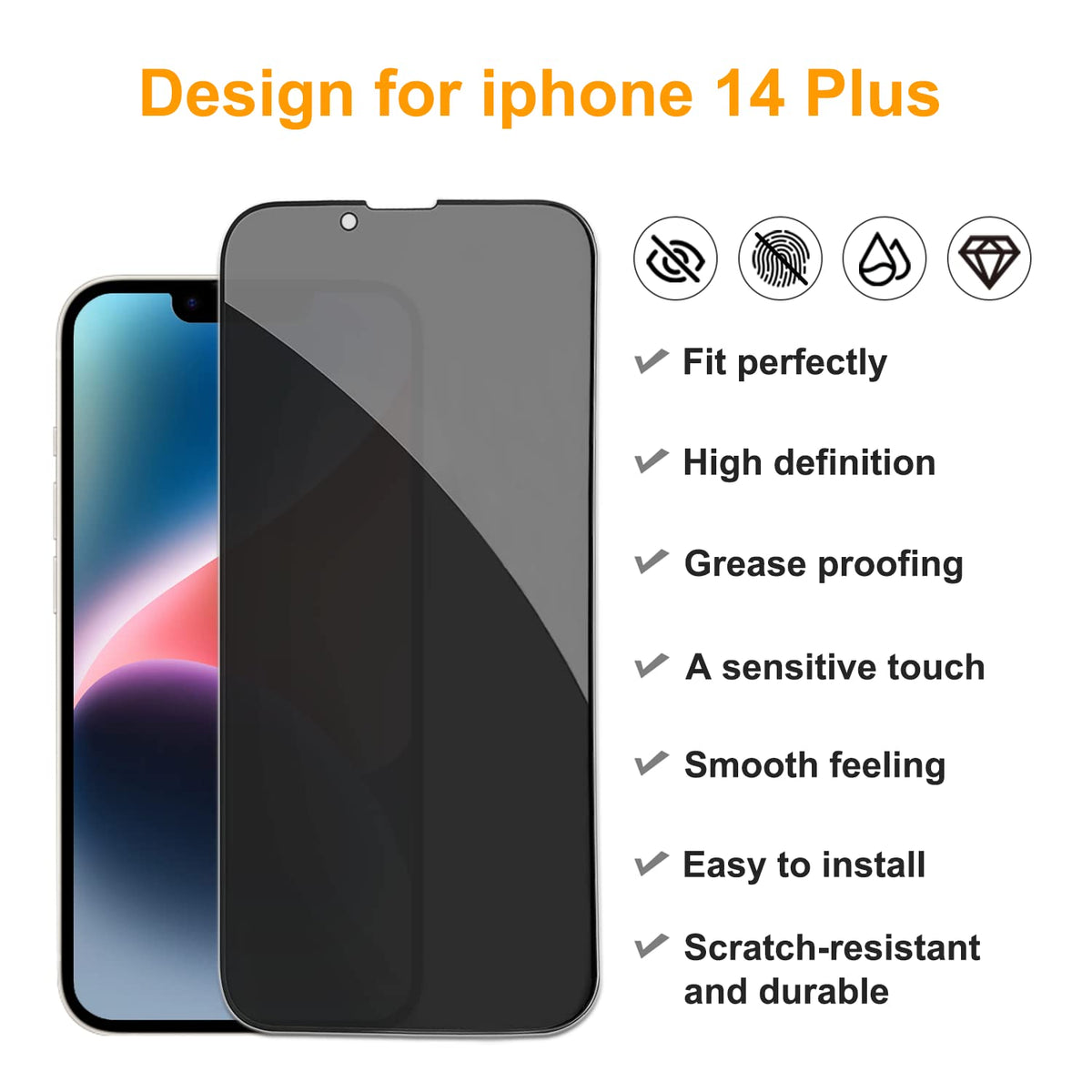 PEHAEL for iPhone 18 Pro Privacy Screen Protector+Camera Lens Protector