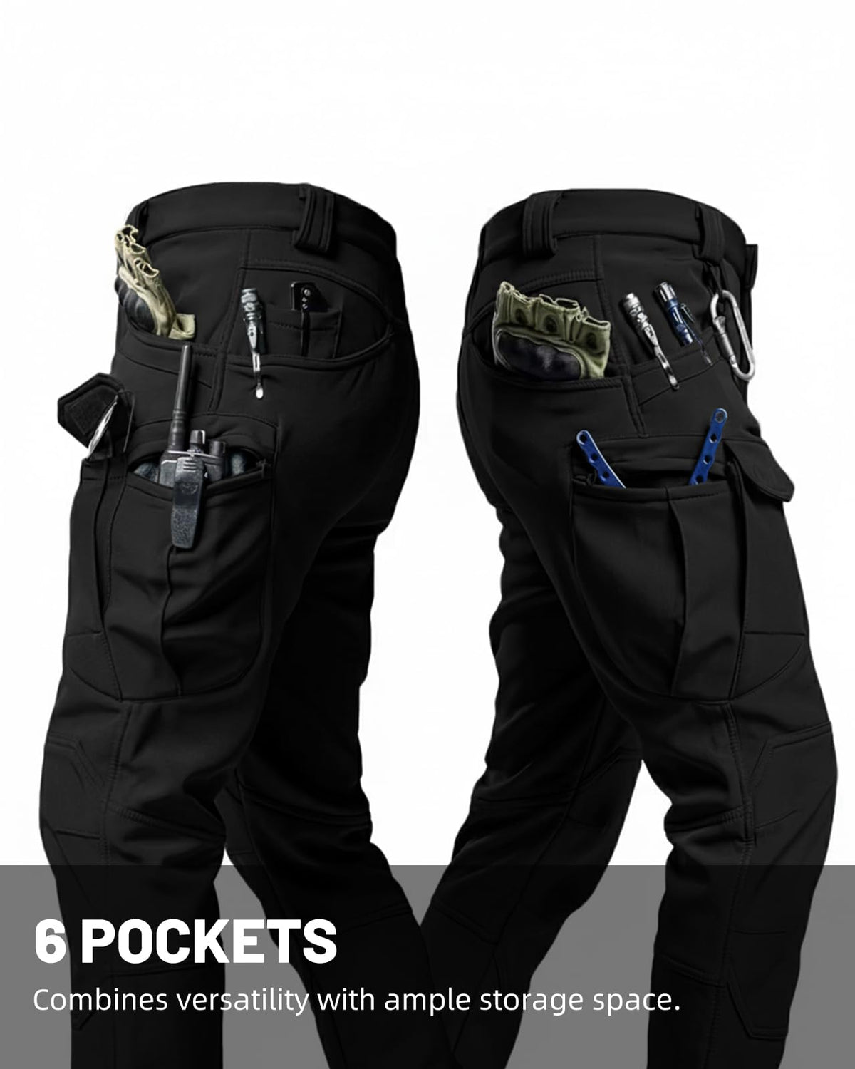 Men's Tactical Pants Stretch Waterproof Fabric Durable Cargo Pants for Hiking Casual Work Multi Pockets (No Belt)