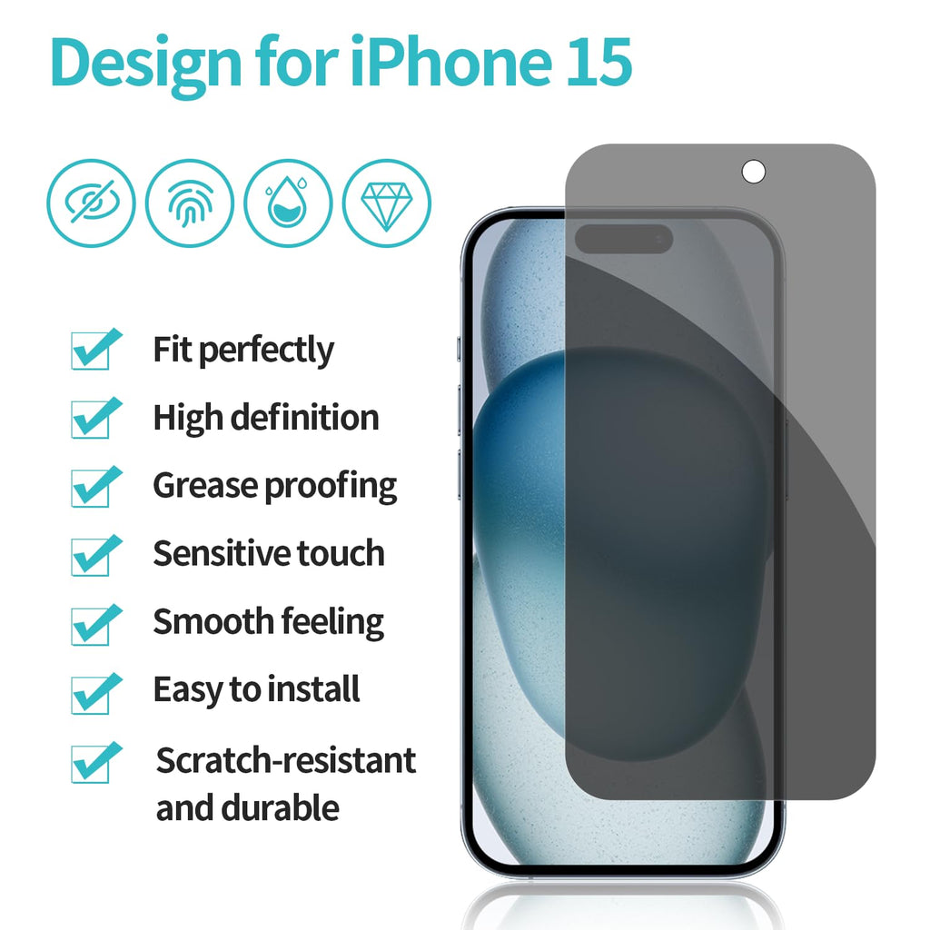 PEHAEL for iPhone 18 Pro Privacy Screen Protector+Camera Lens Protector