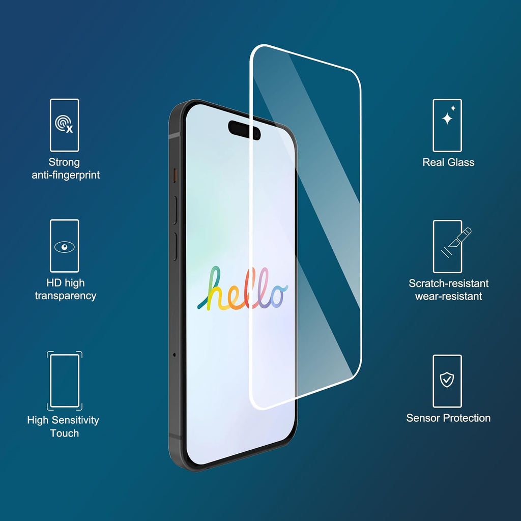 Ailun Screen Protector + Camera Lens Protector for iPhone 16, 3+3 Pack