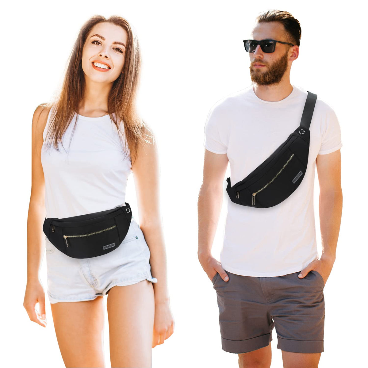 MAXTOP Large Fanny Pack for Women Men Crossbody Bag with 4-Zipper Pockets