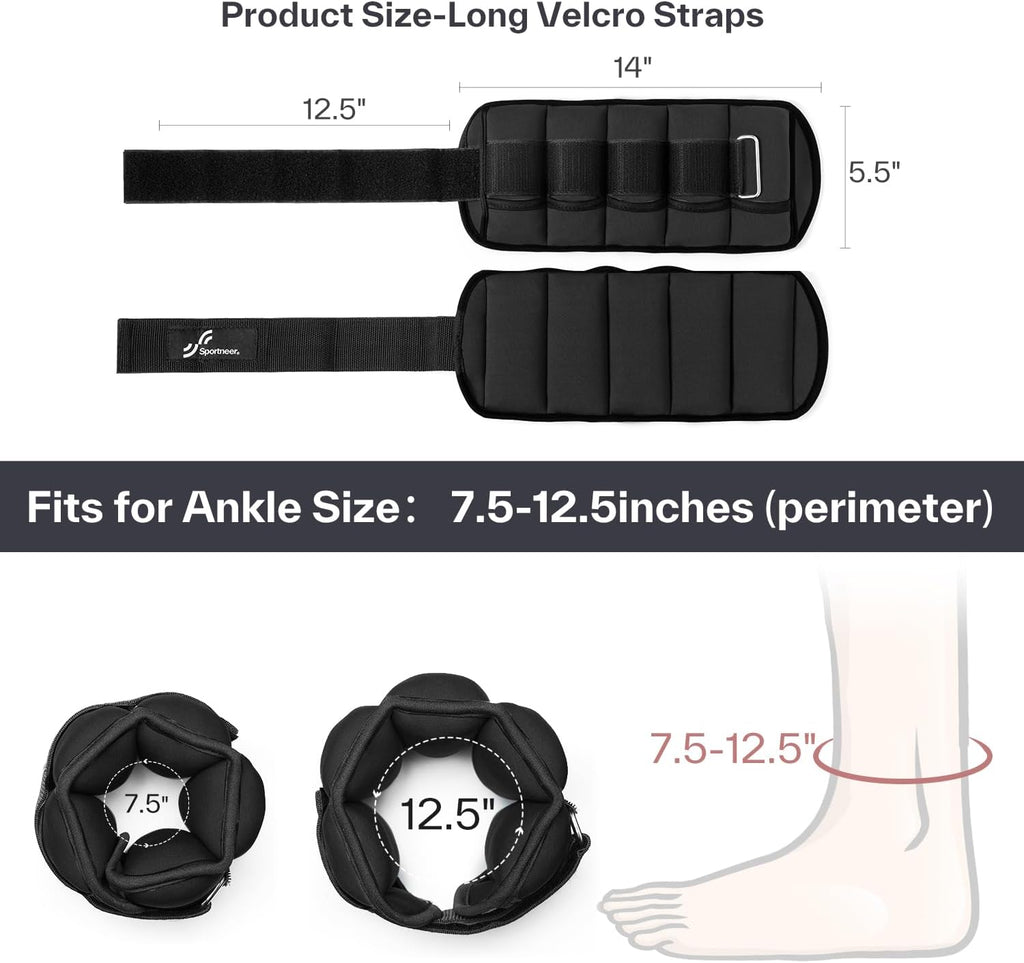 Sportneer Adjustable Ankle Weights, 2-10 lb per Pair, Removable Weights