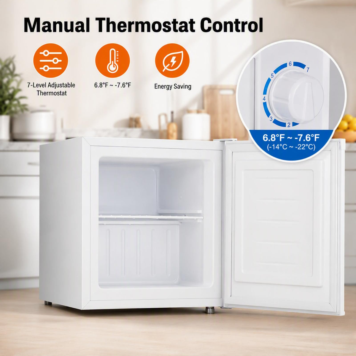 Kismile 1.1 Cu.ft Upright Mini Freezer for Dorms Apartment, Stainless Steel