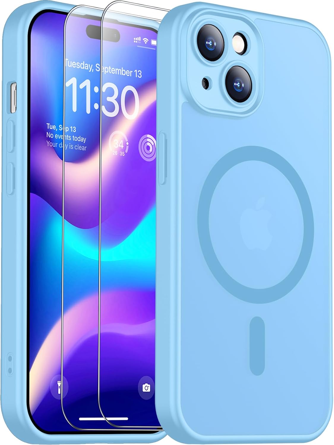 LSPIDERCASE Magnetic for iPhone 15 Plus Case,Ight Blue
