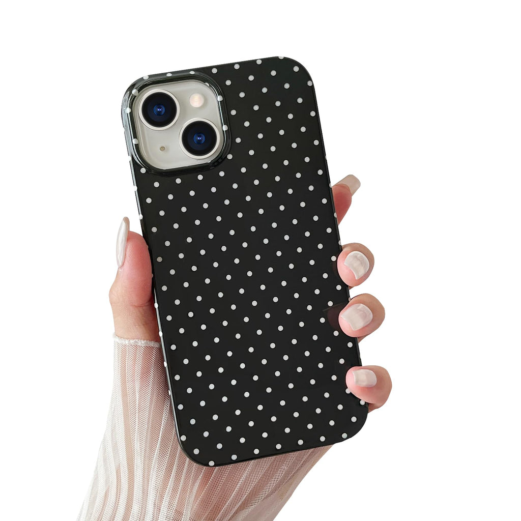 Yeddabox for iPhone 14 Plus Case Cute Polka Dot Phone Case Soft TPU Slim Shockproof Phone Cover for Women Girls, White