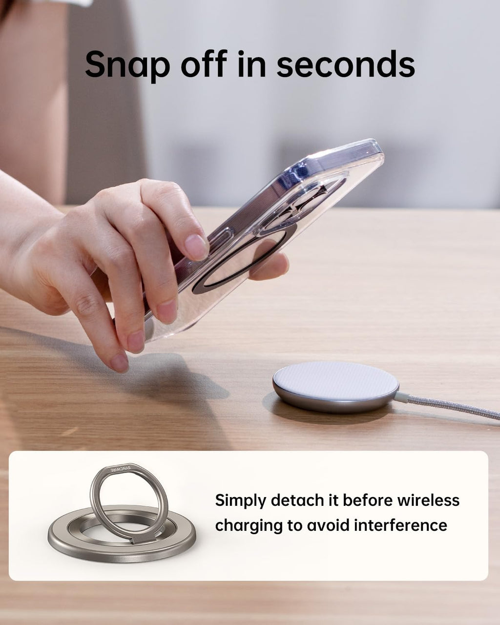 SYNCWIRE for MagSafe Phone Grip, Magnetic Phone Ring Holder Stand Kickstand