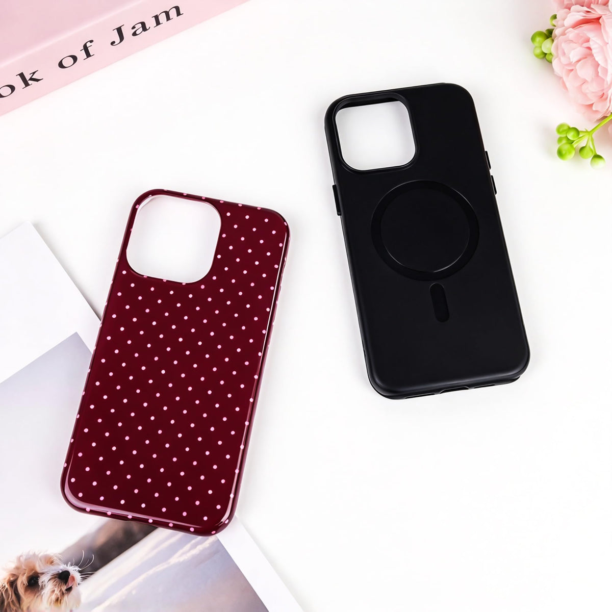Polka Dot Pattern Phone Case for iPhone 16 Pro Max 6.9", Navy