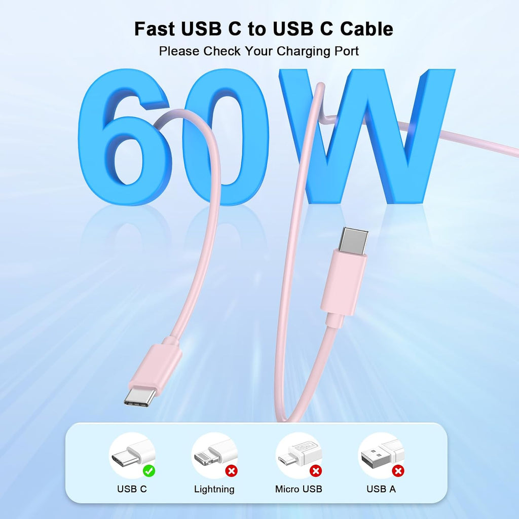iPhone 18 17 16 15 Charger Fast Charging 10FT 20W USB C Charger Block Cable