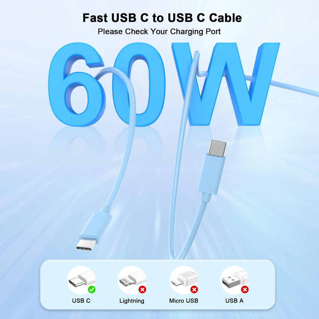 iPhone 18 17 16 15 Charger Fast Charging 10FT 20W USB C Charger Block Cable