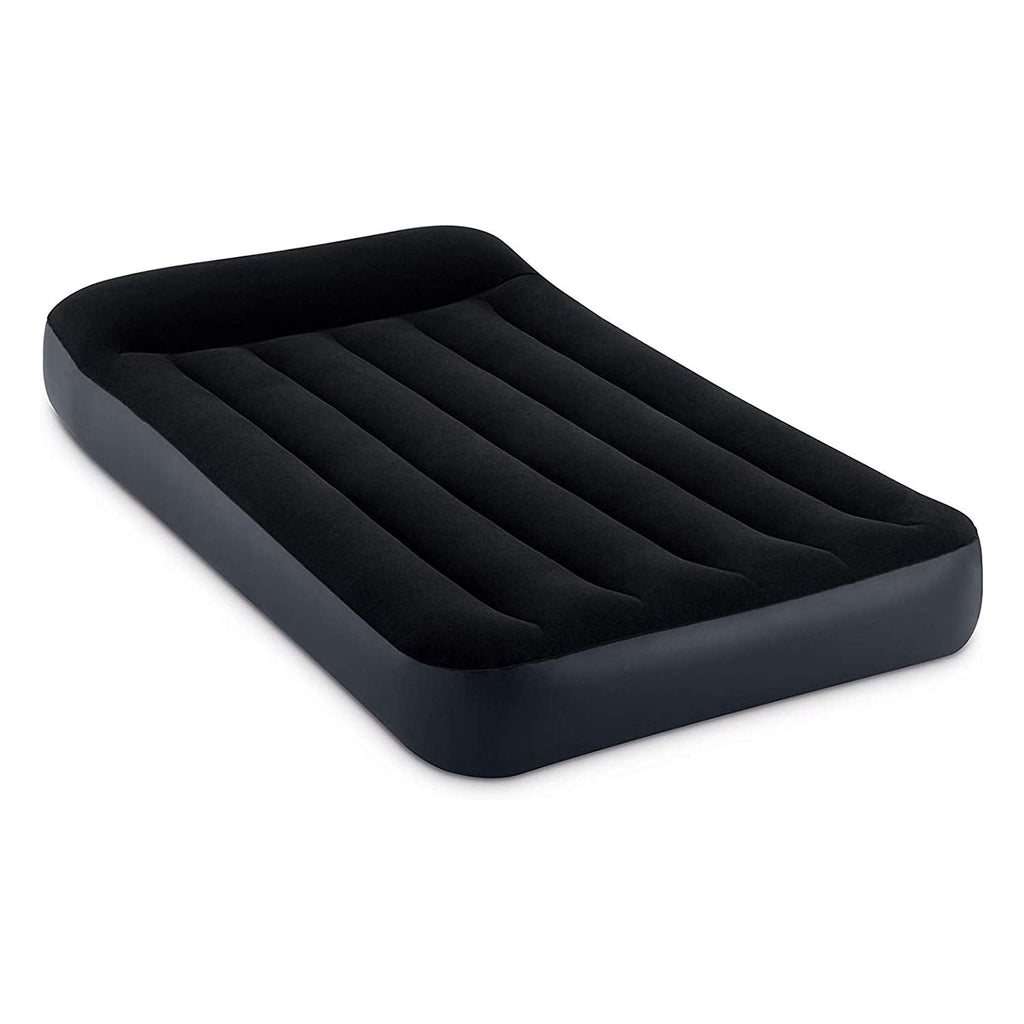 INTEX 64149ED Dura-Beam Standard Pillow Rest Air Mattress: Fiber-Tech – Queen Size – Built-in Electric Pump – 10in Bed Height – 600lb Weight Capacity