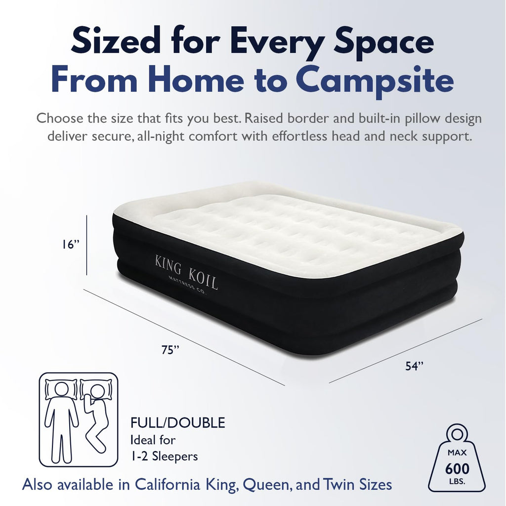 King Koil California King Air Mattress with Built-in Pump, 20” Raised Bed