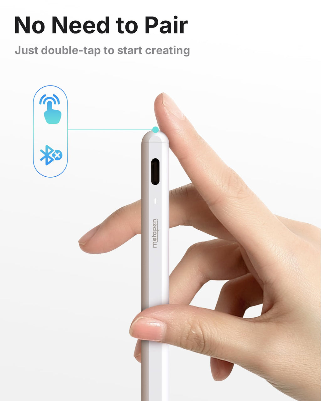 Metapen A8 Stylus Pen for iPad 2018-2026,Magnetic Attach & Palm Rejection