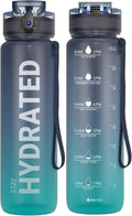Sahara Sailor Water Bottle 32oz, Tritan Sports Bottle with Time Marker