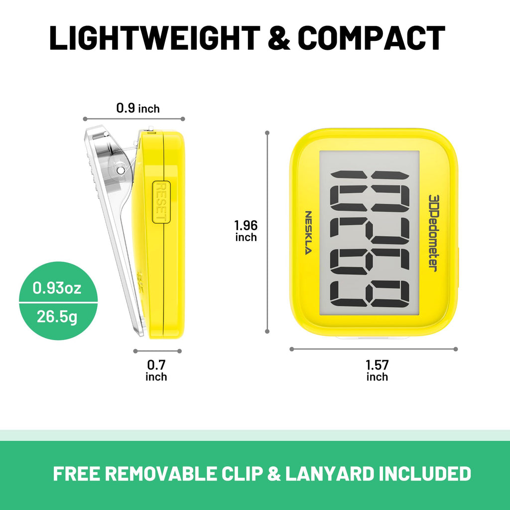 3D Pedometer, Simple Step Counter with Large LCD Display for Walking