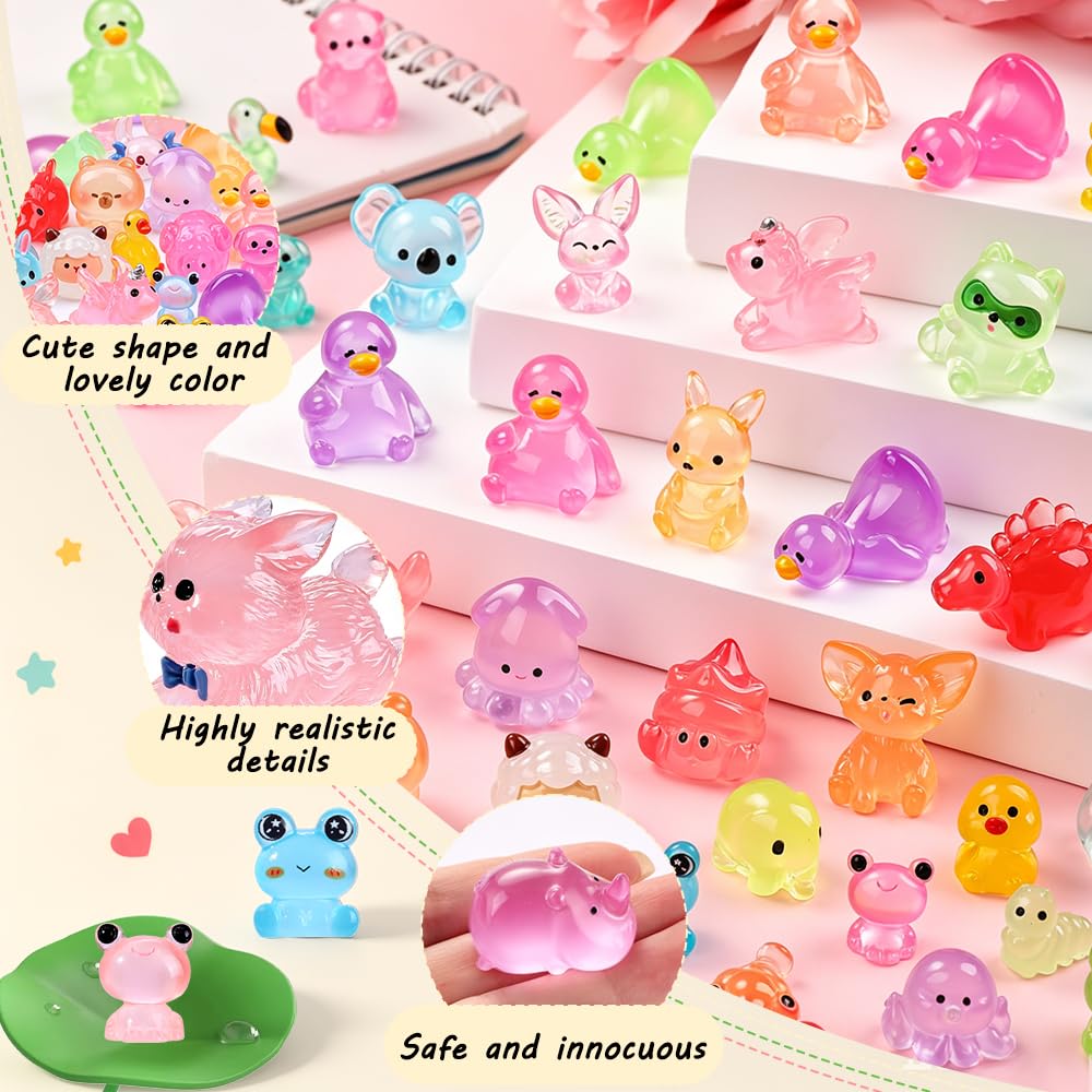 DIYDEC 40PCS Christmas Mini Ducks Figures Toys Miniature Resin Animal Decor