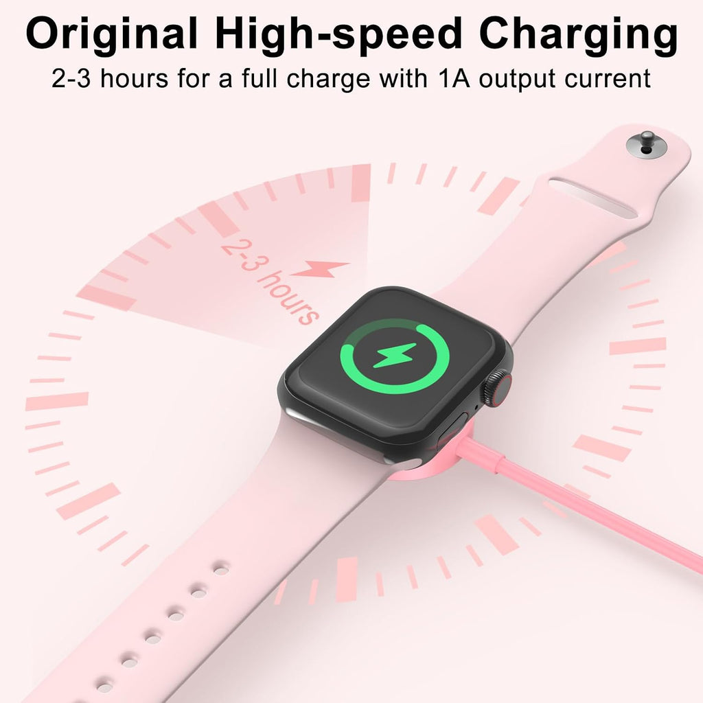 2026 Upgraded for Apple Watch Charger USB Magnetic Fast Charging Cable Portable Wireless Charging Accessories Compatible with iWatch Series 11/10/9/8/7/6/5/4/3/2 Ultra 3/2/SE-Pink