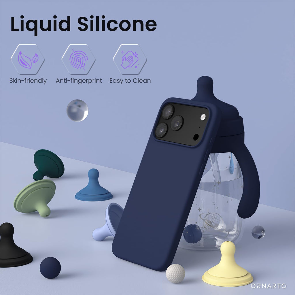 ORNARTO for iPhone 18 Pro Max Case, Liquid Silicone, Cloud Blue