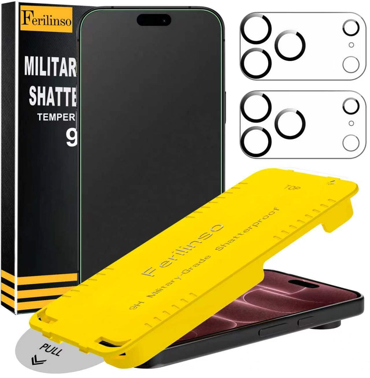 Ferilinso Camera Lens Protector for iPhone 14/15/14 Plus/15 Plus/13/13 Mini