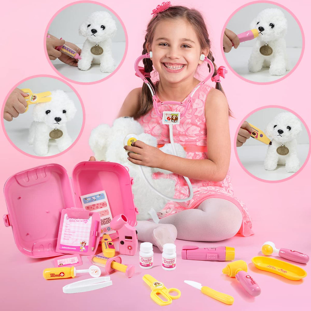 Meland Doctor Kit with Puppy for Girls, Pretend Play Toy Gift for Ages 3–6