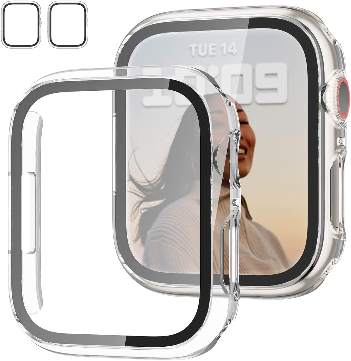 JZK Case with Screen Protector for Apple Watch SE3 Series 6/5/4 40mm,Clear