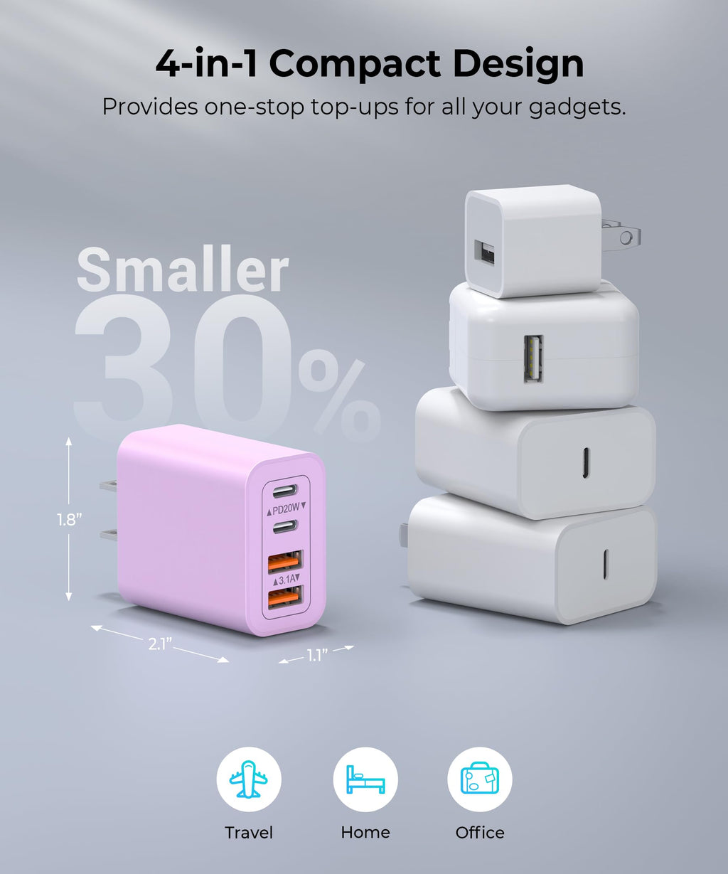 [2-Pack] USB C Wall Charger, 40W Type C Charger Fast Charging Blocks