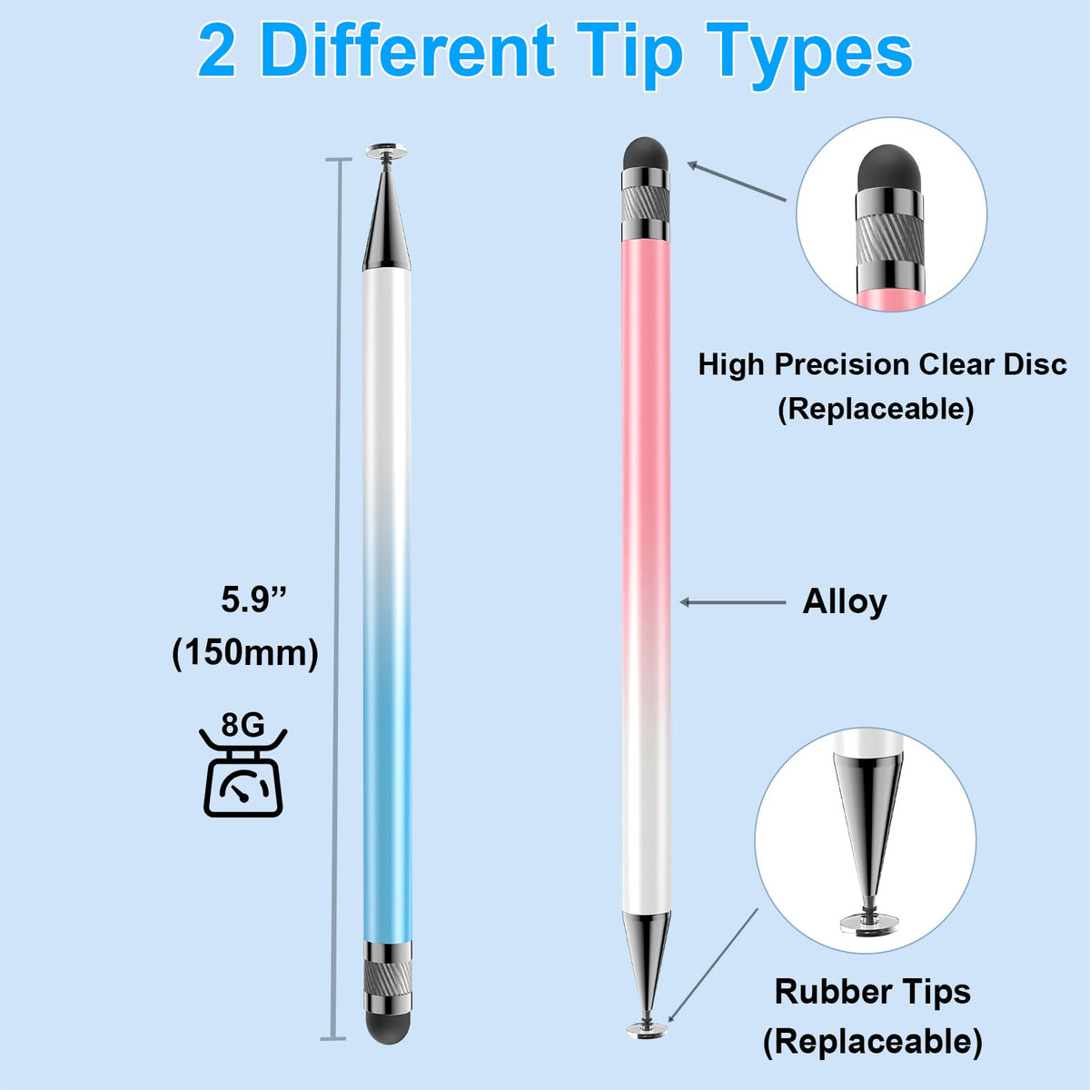Bopomofo Stylus(5 Pcs),2-in-1 Stylus Pen for Touchscreen,Capacitive Stylus