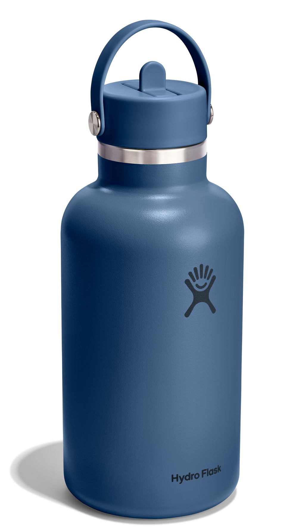 Hydro Flask Water Bottle - Insulated Stainless Steel - Wide Straw Lid, Non Spill, Leakproof in 24 Oz Harbor Blue