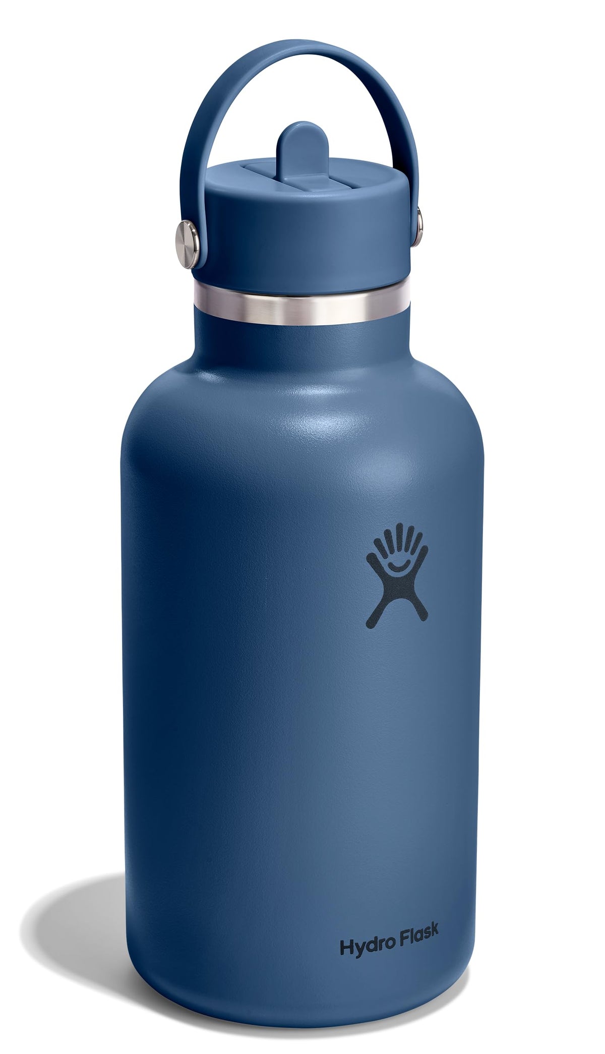 Hydro Flask Water Bottle - Insulated Stainless Steel - Wide Straw Lid, Non Spill, Leakproof in 24 Oz Harbor Blue