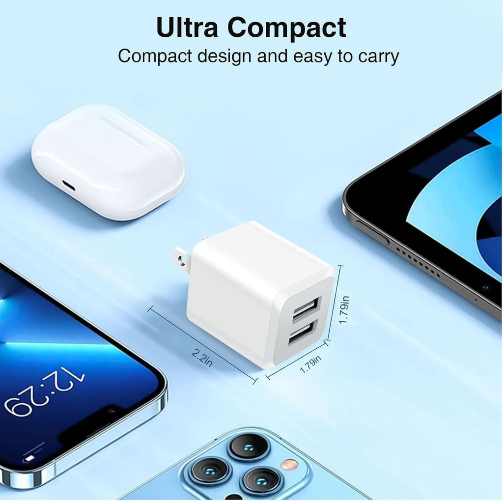 USB Wall Charger,DualPort Cube Power Adapter Charger Plug Block ChargingBox
