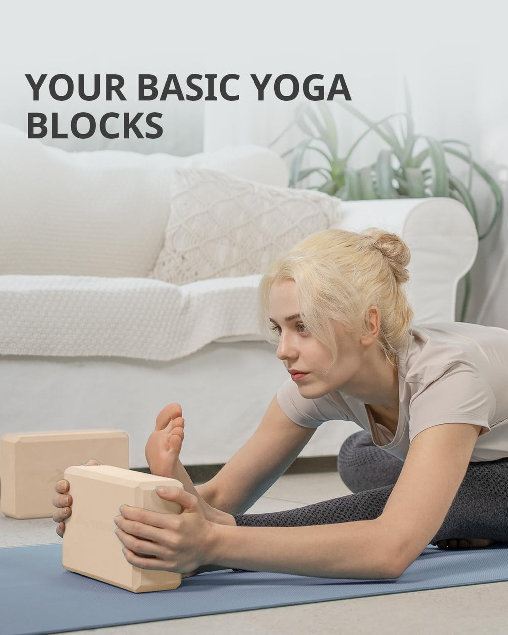 Yoga Blocks 2 Pack with Supportive Non-Slip Foam for Yoga Pilate Stretching