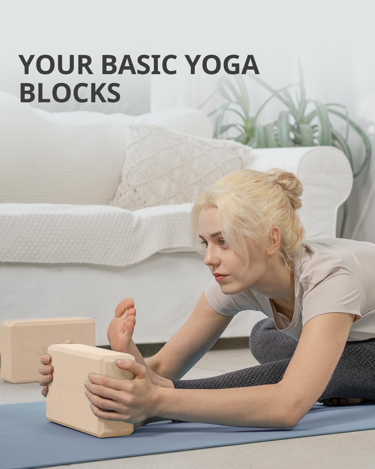 Yoga Blocks 2 Pack with Supportive Non-Slip Foam for Yoga Pilate Stretching