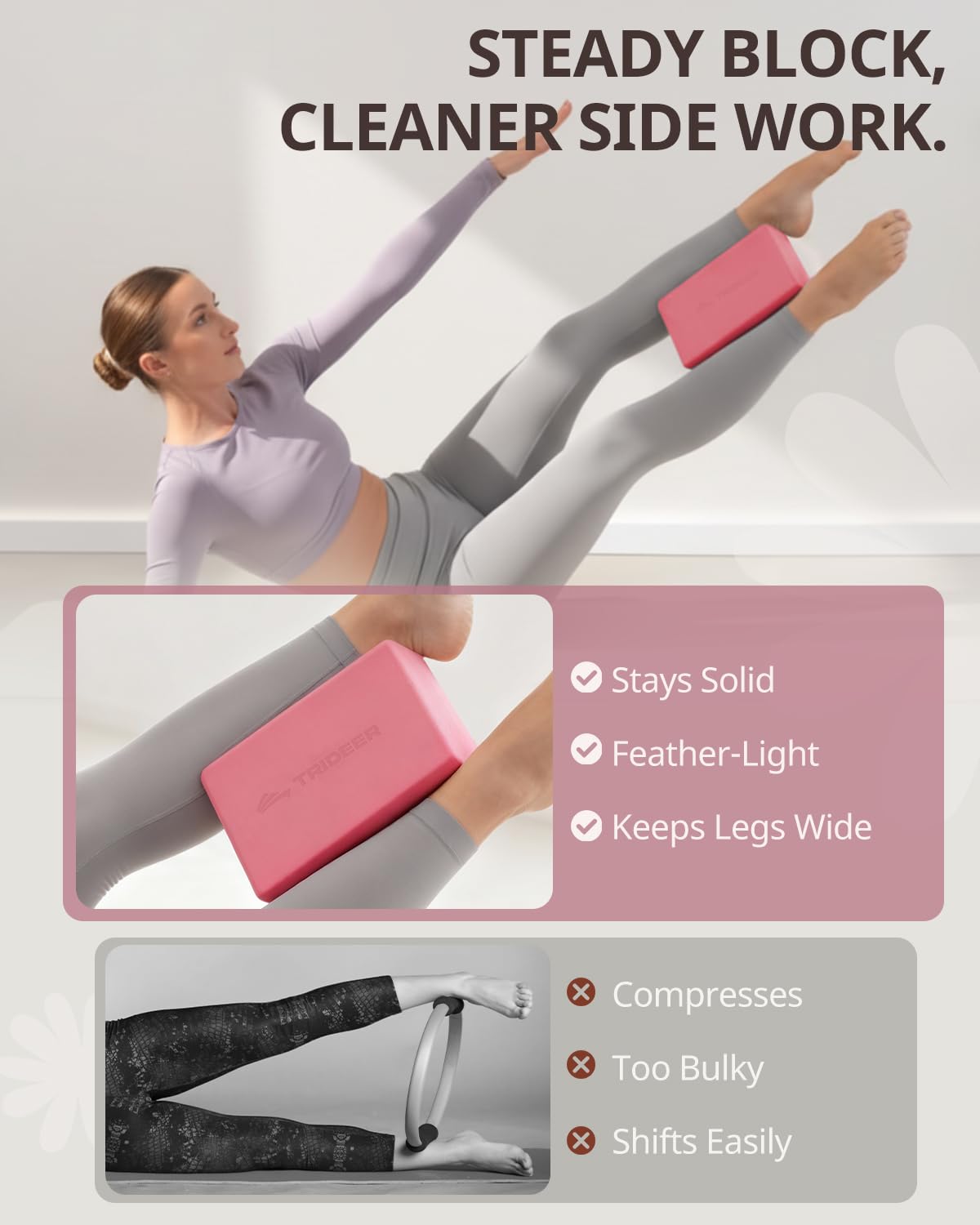 Yoga Blocks 2 Pack with Supportive Non-Slip Foam for Yoga Pilate Stretching