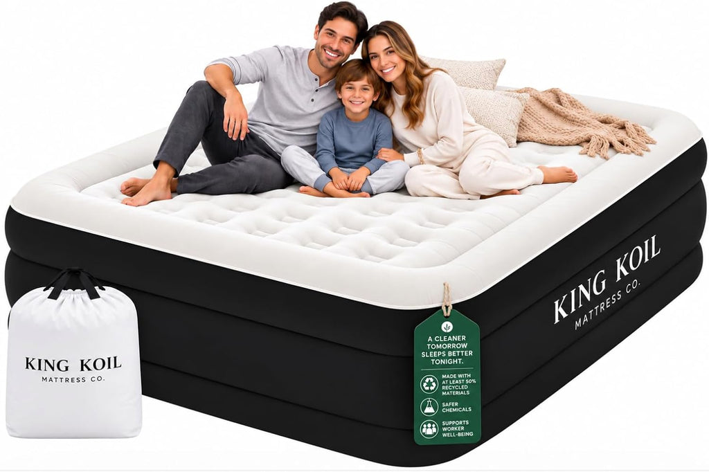 King Koil California King Air Mattress with Built-in Pump, 20” Raised Bed