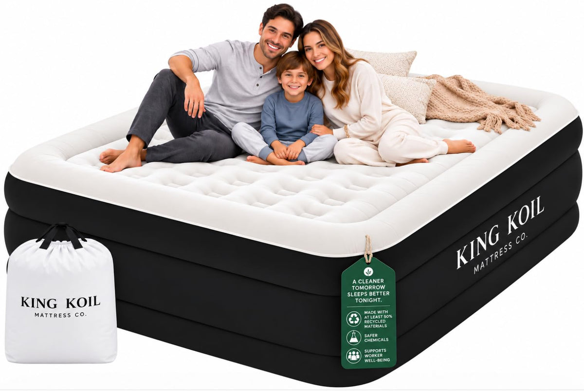 King Koil California King Air Mattress with Built-in Pump, 20” Raised Bed